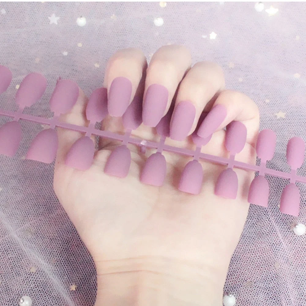 Solid Color Matte Super Long Coffin False Nails Ballet Press on Nails Tips for Nails Art Artificial Fingernails Fake Tools-Nail Inspo