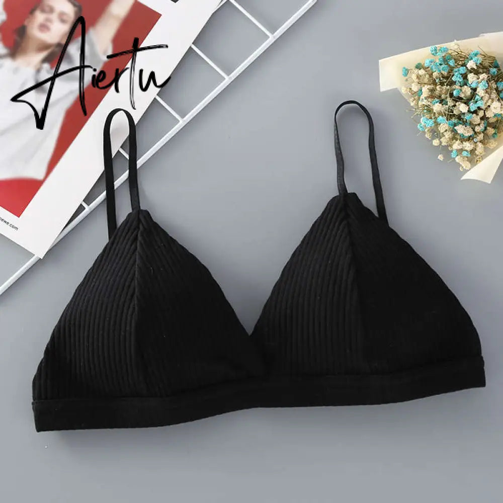 Sexy Women's Bra Sexy Lingerie Triangle Cup Threaded Cotton Bralettes Comfortable Brassie Female Seamless Underwear Aiertu