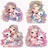Fille rose licorne-partial sp&eacute;cial diamant peinture-30 * 30cm