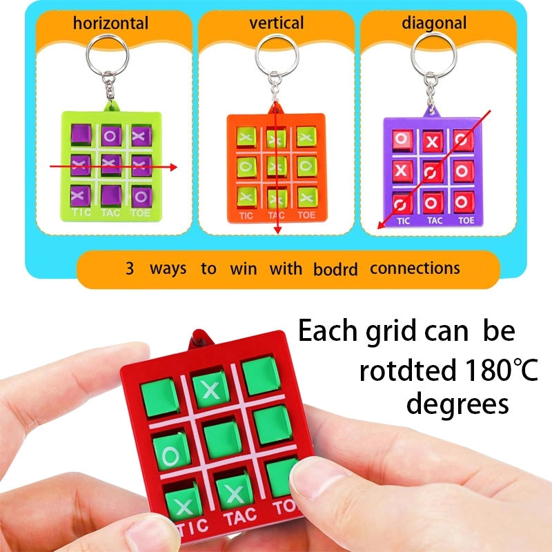 XO Tic-tac-toe Key Chain Plastic Chess Three-player Chess Over-the-well Game Circle Fork Chess Pendant Gift Toy