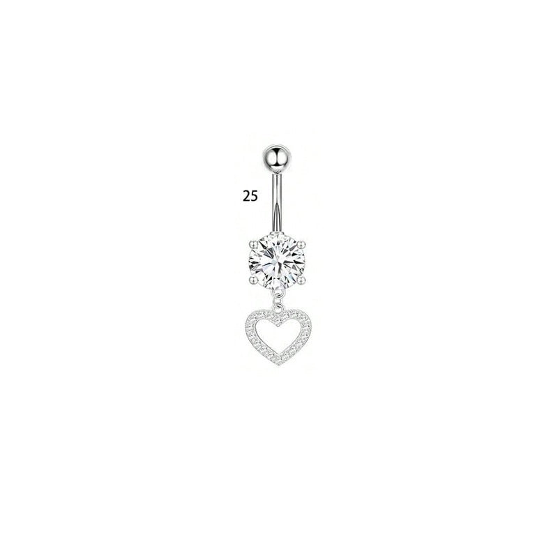 1 Piece Belly Rings Minimalist Classic Style Water Droplets 304 Stainless Steel Inlay Zircon Belly Rings