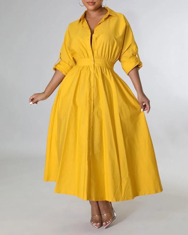 Casual Stylish Long Sleeve Shirt Dress