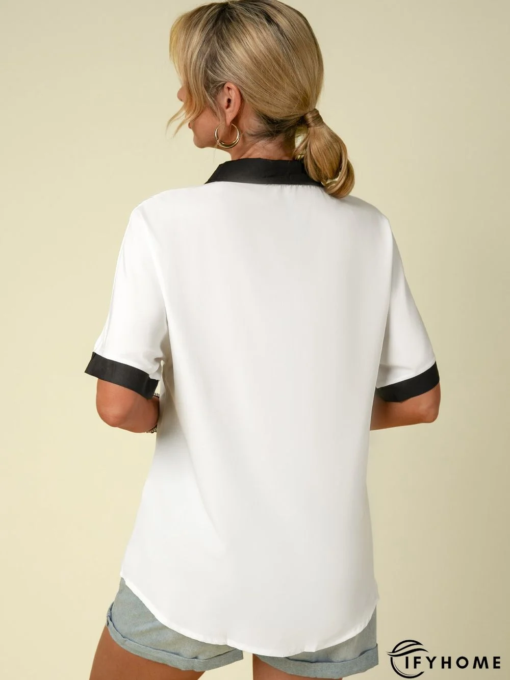 Casual Shirt Collar Cotton-Blend Blouse | IFYHOME