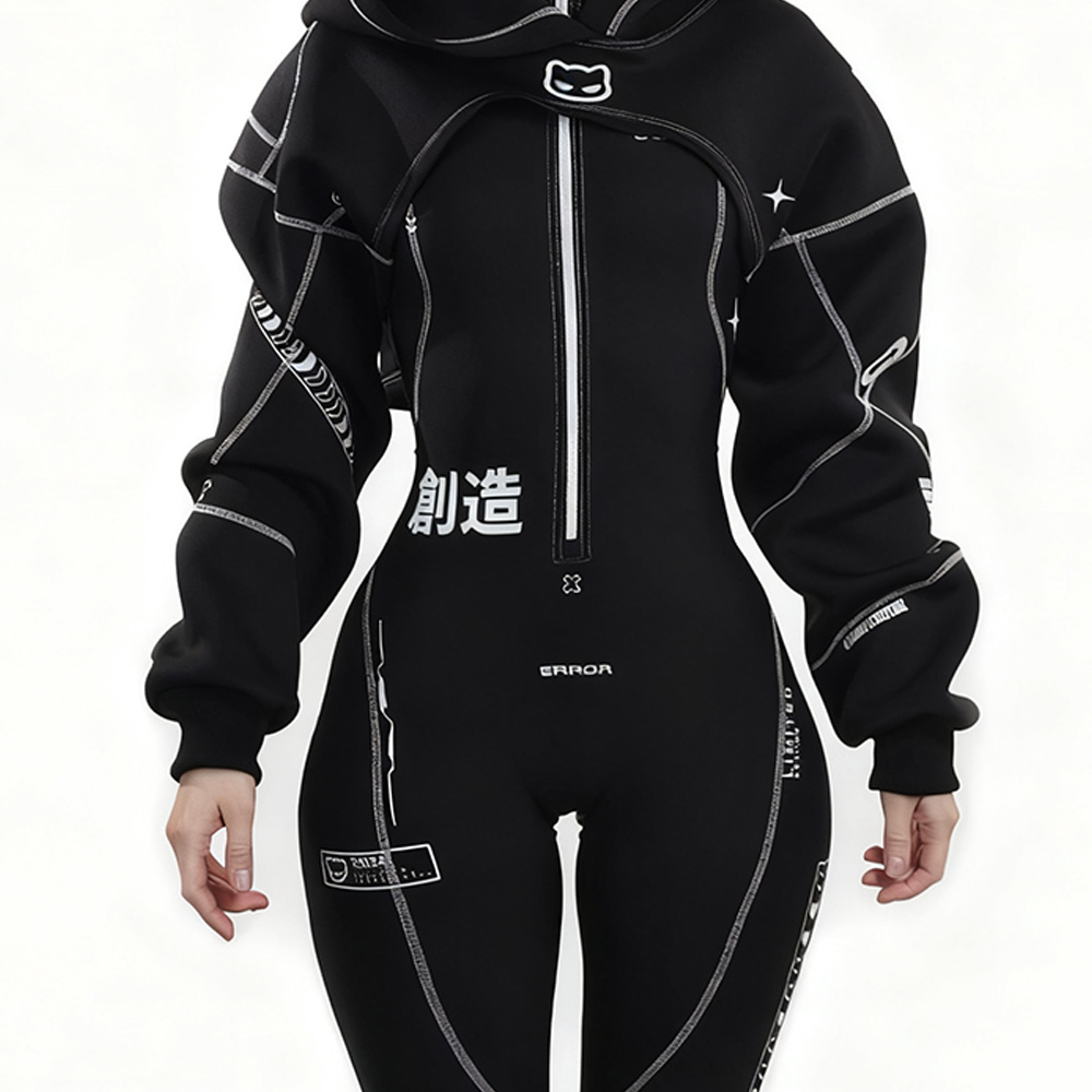 Cyberpunk Futuristic Mechanical Style Women's Sports Yoga Outfit Set