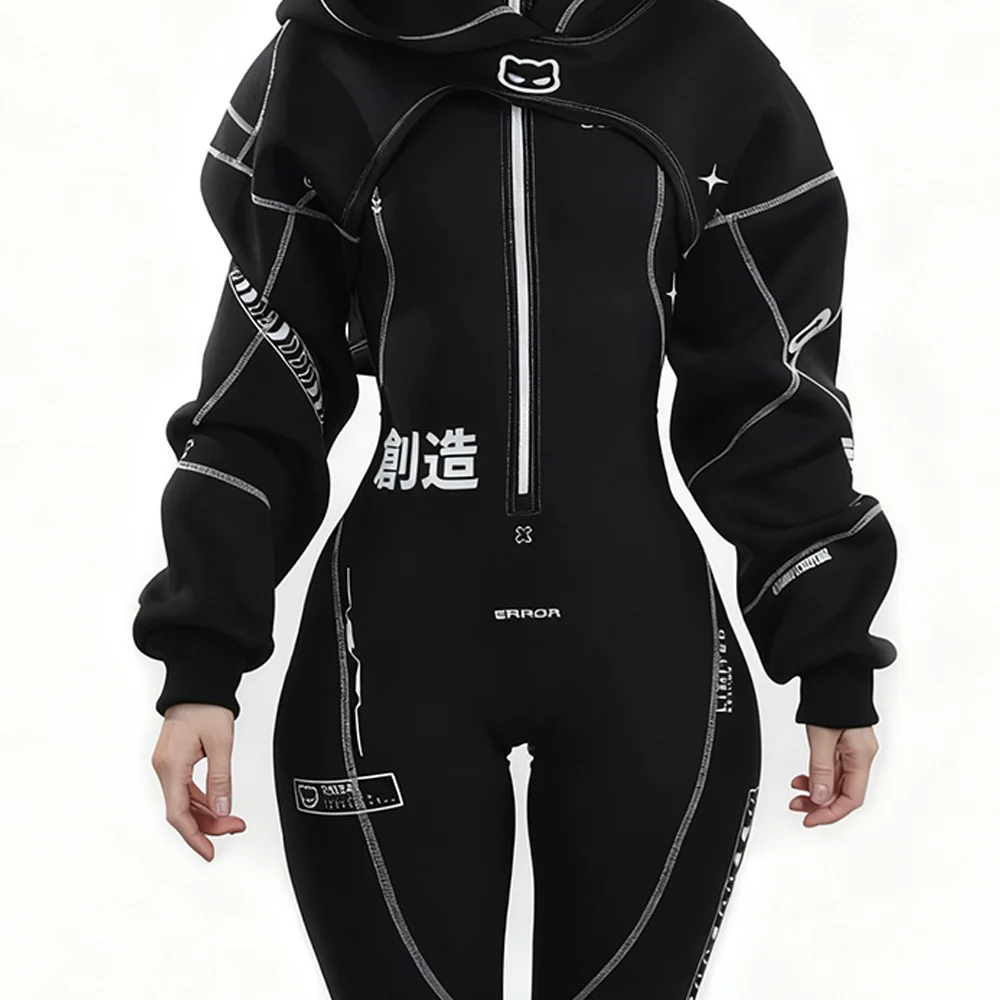 Cyberpunk Futuristic Mechanical Style Women's Sports Yoga Outfit Set
