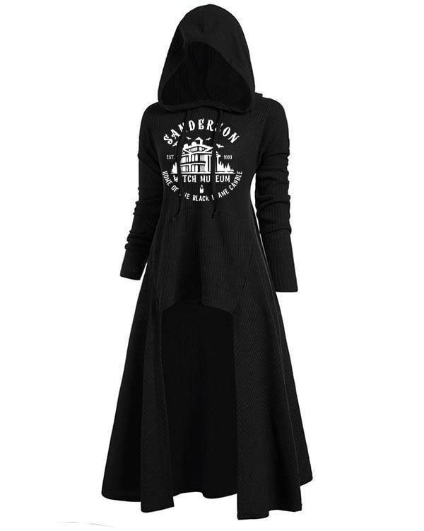 Sanderson Sisters Halloween Hooded High Low Drop Shoulder Longline Sweater