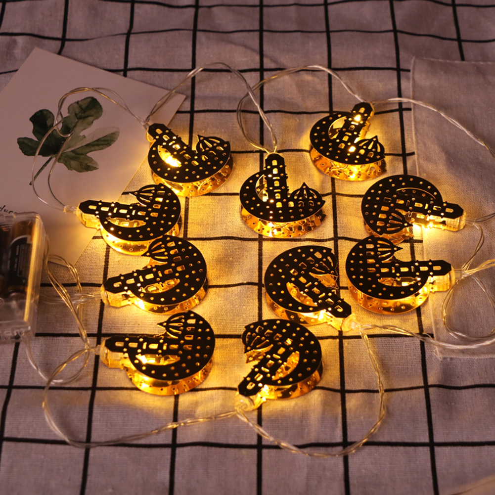 

10 LED Gold Moon Castle Ramadan-Curtain String Night Light, 501 Original