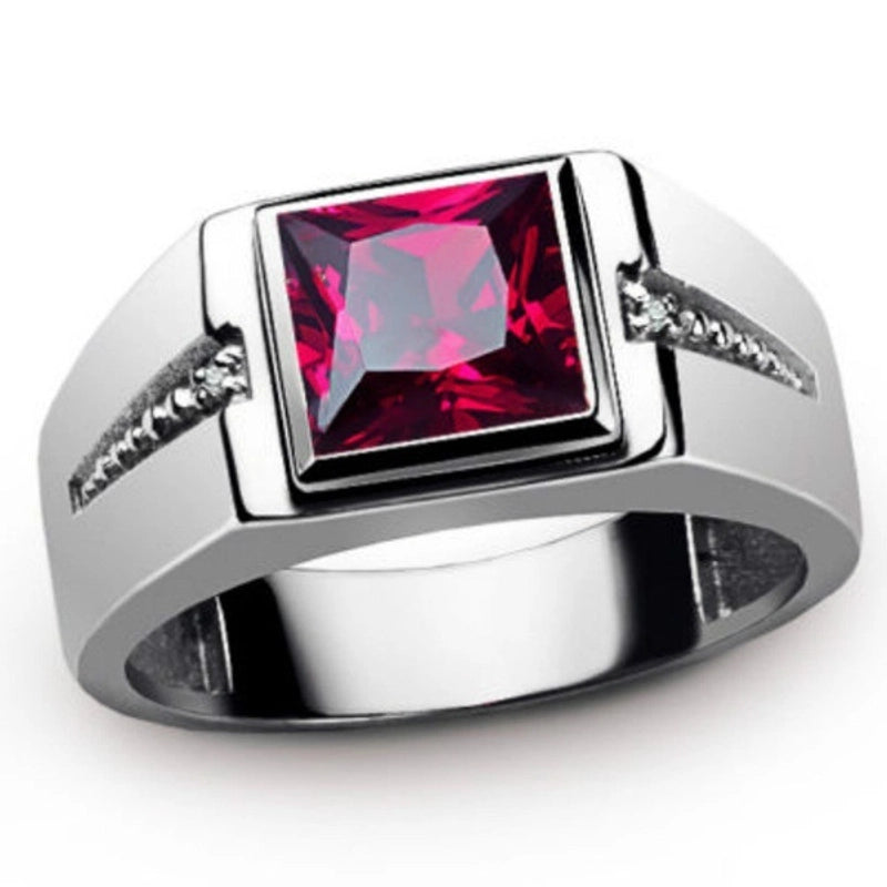 Retro Square Alloy Plating Inlay Artificial Gemstones Unisex Rings