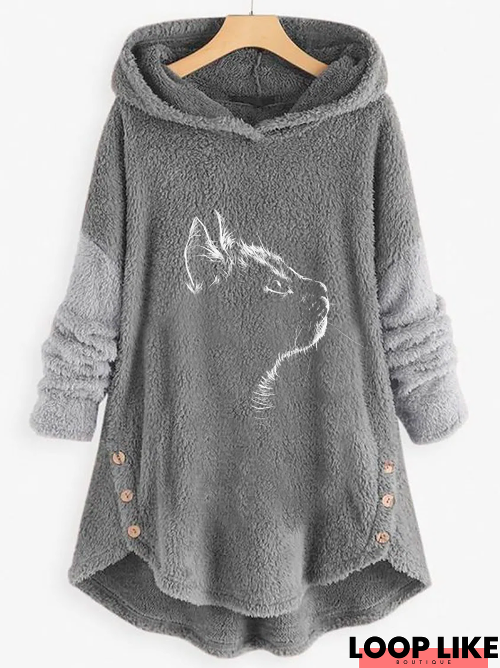 Casual Cat Fluff Hoodie Sweatshirt