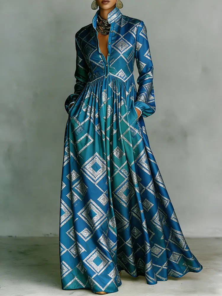 Women's Printed Elegant Romantic Vacation Medium Sleeve Maxi Dress