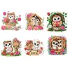 (US Local)6Pcs Acrylic  Owls Diamond Painting Fridge Magnet for Fridge Whiteboard