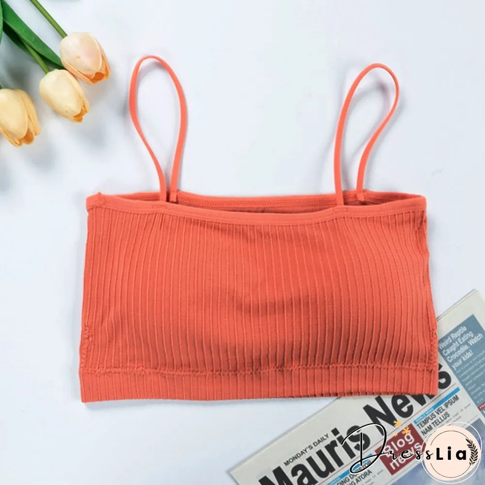 Fashion Womens Sleeveless Striped Bra Padded Tank Tops Spaghetti strap bralette crop top