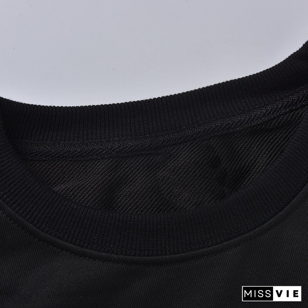 Long Sleeve Round Neck Loose Sweatshirt Tops