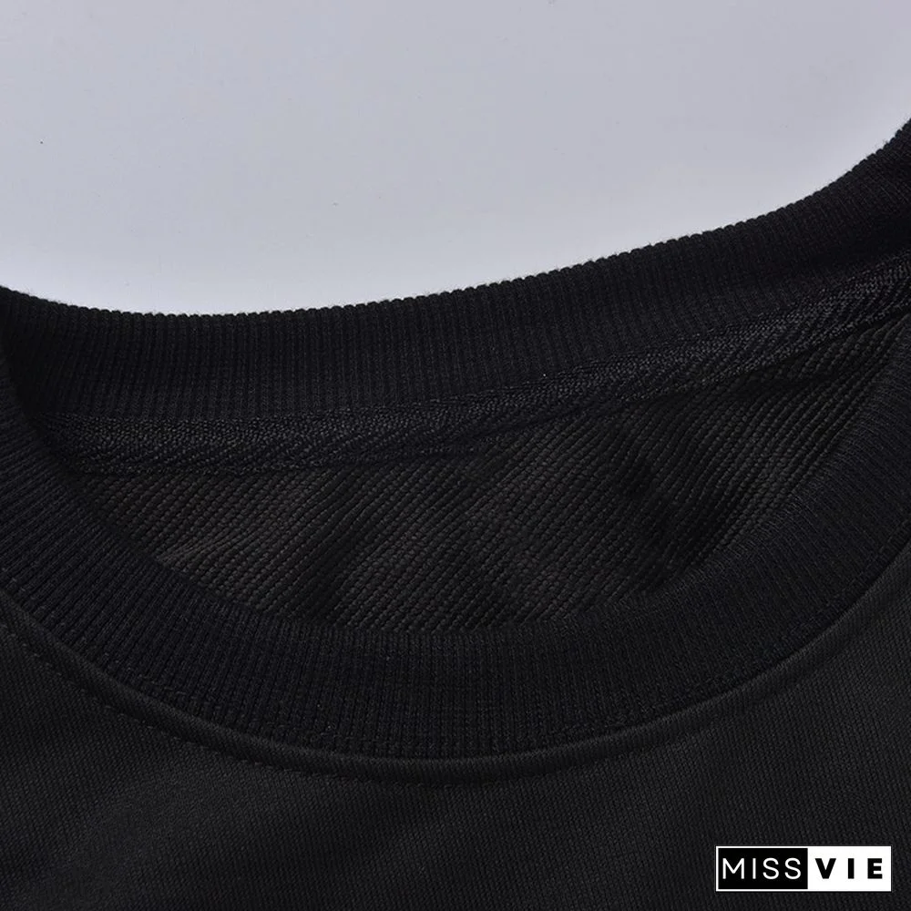 Long Sleeve Round Neck Loose Sweatshirt Tops