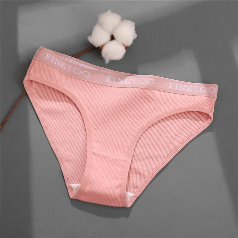 FINETOO Women Cotton Underwear Pantys Lingerie Letter Underpants Ladies 9 Solid Colors M-XXL Woman Sexy Panties Briefs Girls