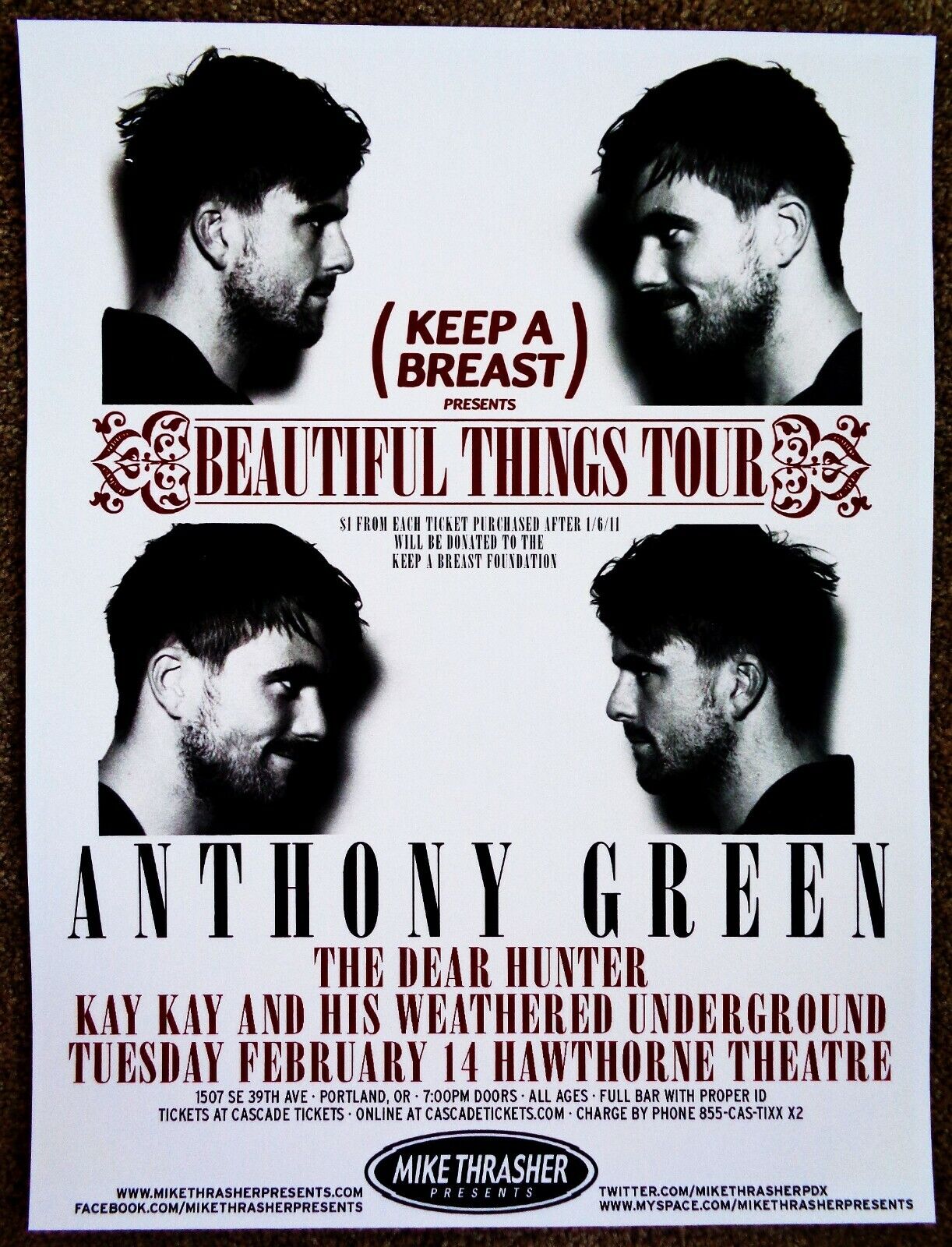 ANTHONY GREEN Circa Survive 2012 Gig POSTER Portland Oregon Concert