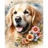 Golden Retriever And Flowers-11CT Stamped Cross Stitch 40*50cm/15.75*19.69in