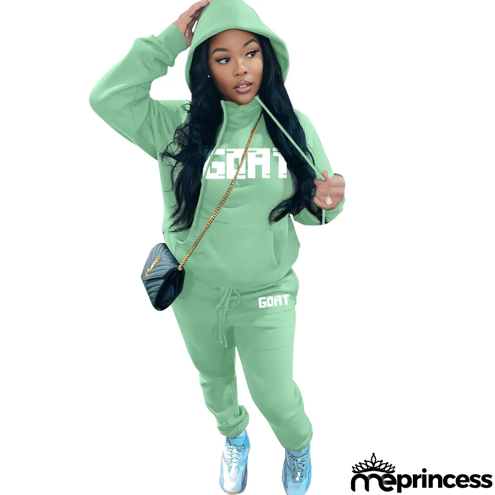 Women's Fashion Casual Fleece Hoodies Two-Piece Hoodie Tracksuit