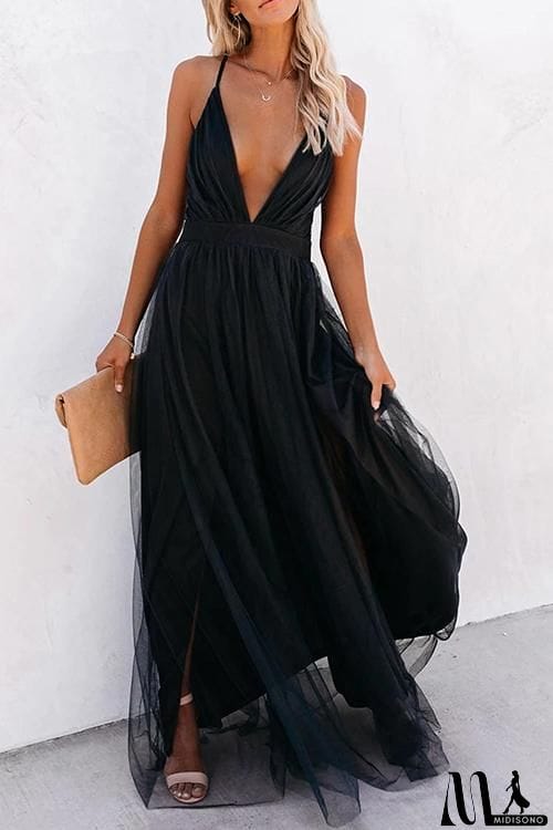 MidiSono - V Neck Backless Maxi Dress