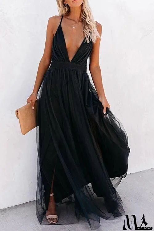 MidiSono - V Neck Backless Maxi Dress
