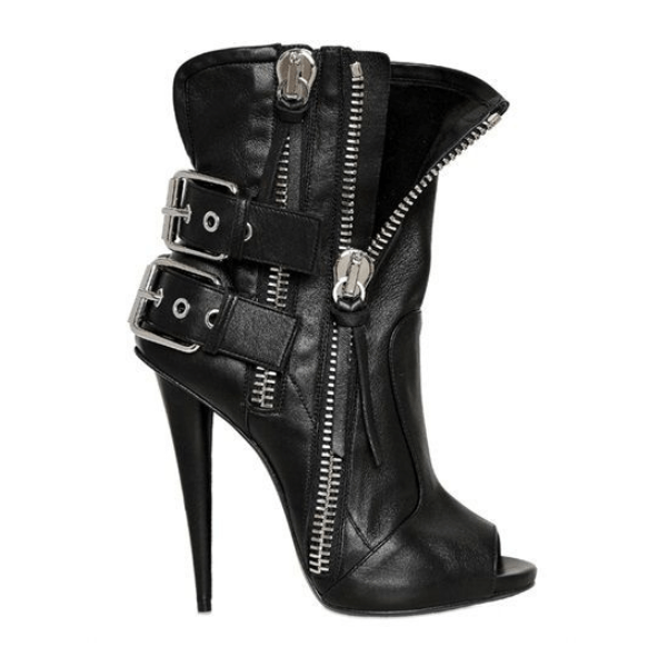 GOOSHOE Peep Toe High Cone Heel Goth Sandal Boots