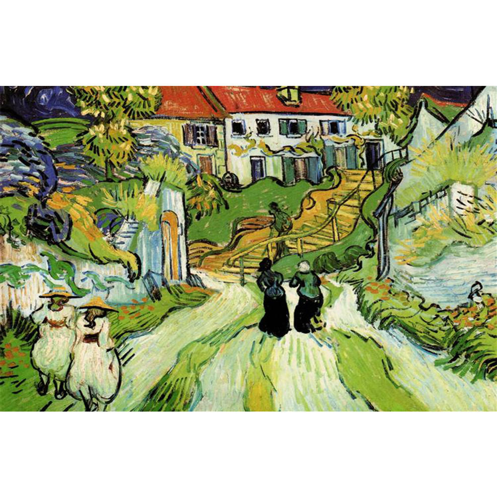 

40*30CM-Round Drill Diamond Painting-Village Street In Auvers, 501 Original