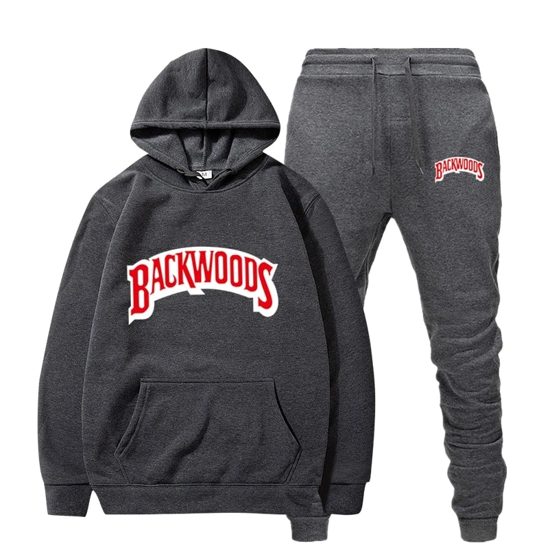 Streetwear Backwoods Hoodie set Tracksuit Men Thermal Sportswear Sets ...