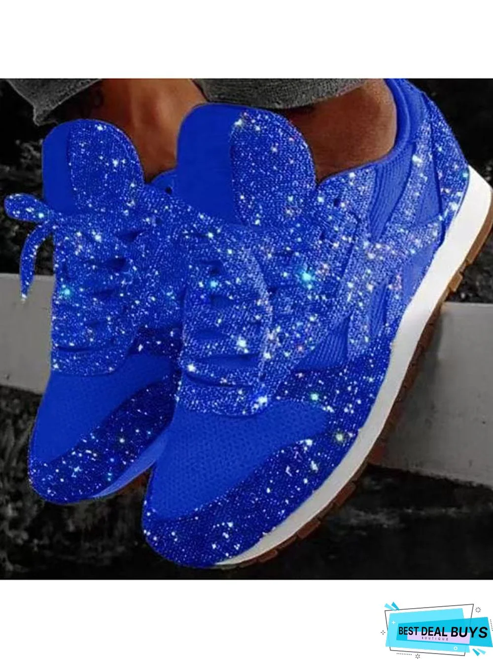 Glitter Round Toe Sequined Sneakers