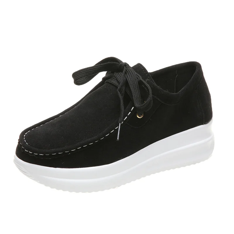 Qengg Qengg With Round Head Casual Sports Shoes Female Womens Sneakers, Suede Thick Bottom Sneakers Female