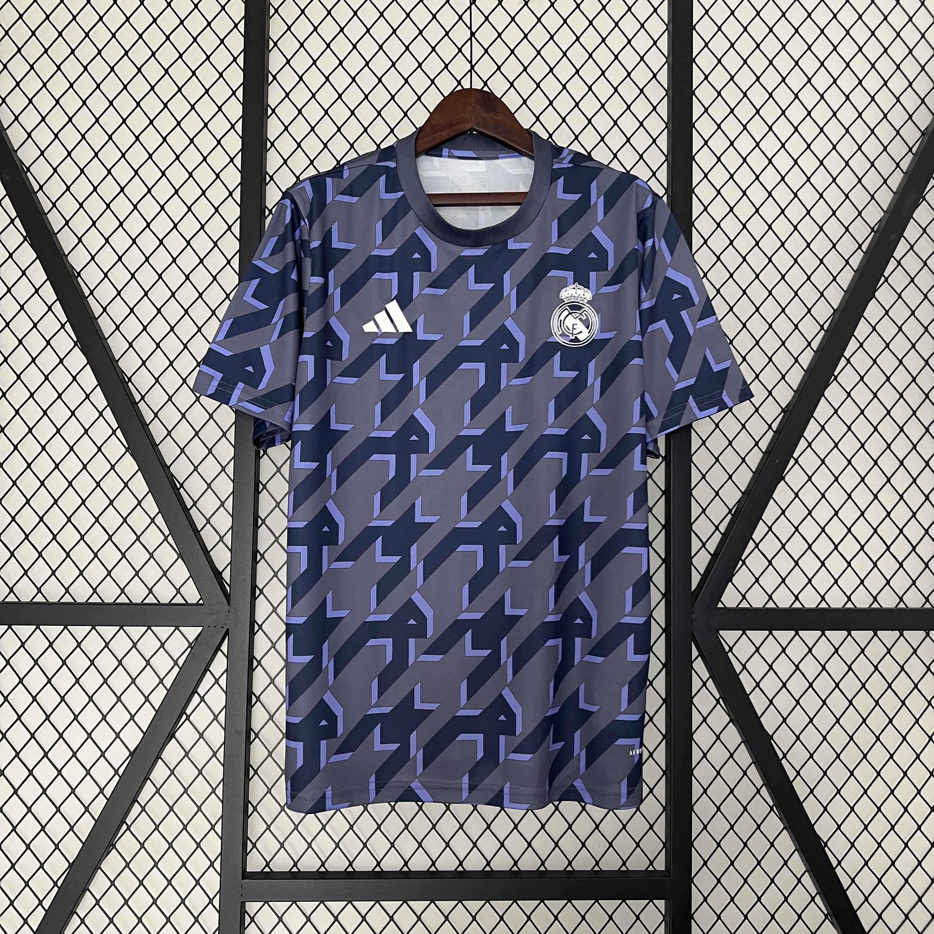 Real Madrid 23-24 Houndstooth Pattern Pre-match Jersey - Fans Version