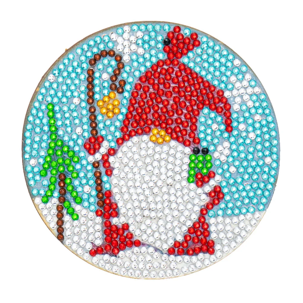 6pcs DIY Point Drill Coaster Christmas Style with Mat Shelf Kits(Wooden)