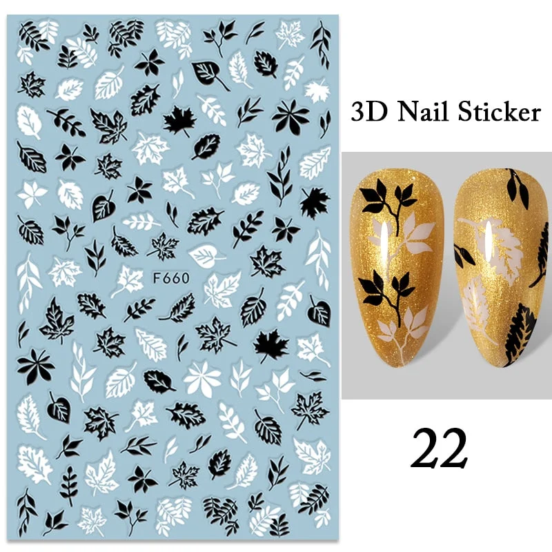 Iridescent Feathers 3D Nail Stickers Holographic Laser Flower Leaf Stickers Spring Summer Slider For Nails Manicures Decoration-Nail Inspo