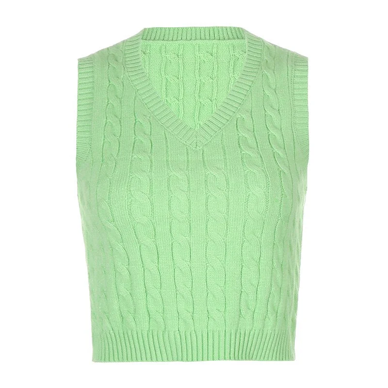 HEYounGIRL Solid Casual Sleeveless Sweater Vest Y2K Preppy Style Knitted Jumpers Ladies Vintage Korean Streetwear Fashion 2021