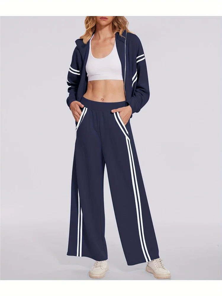 2pcs Set! Women Fashion 2pcs Outfits Sweatsuit Oversized Sweatshirt Sweatpants Casual Lounge Set