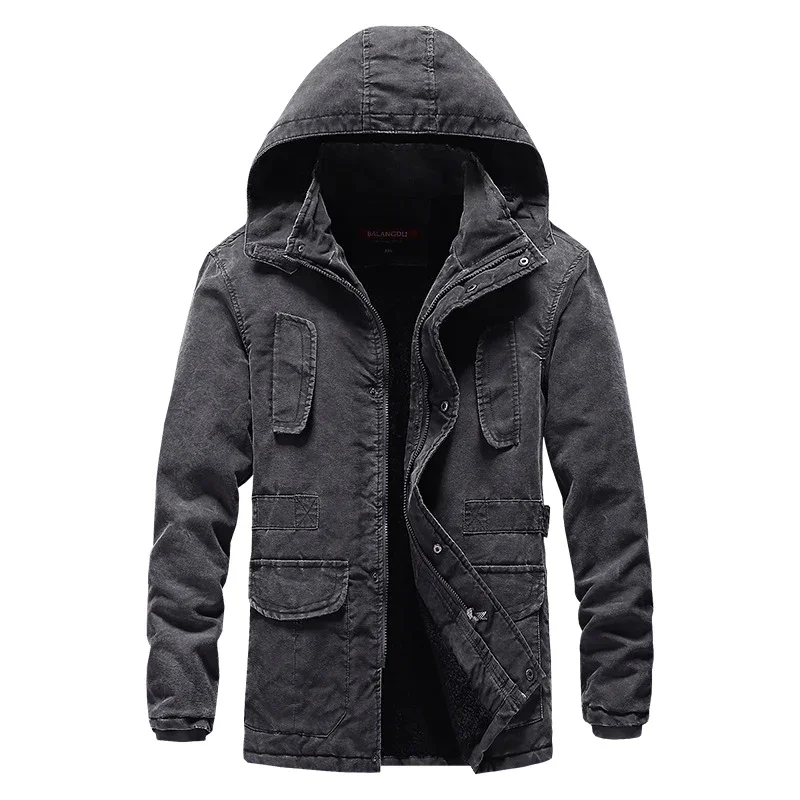 Men's Hooded Plush Thick Winter Jacket