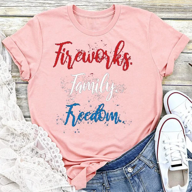 Fireworks Family Freedom T-shirt Tee --Annaletters