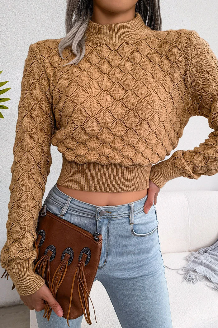 Diamond Cutout Chic Crop Knit Sweater