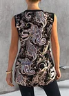 Plus Size Paisley Print Button Up Tank Top