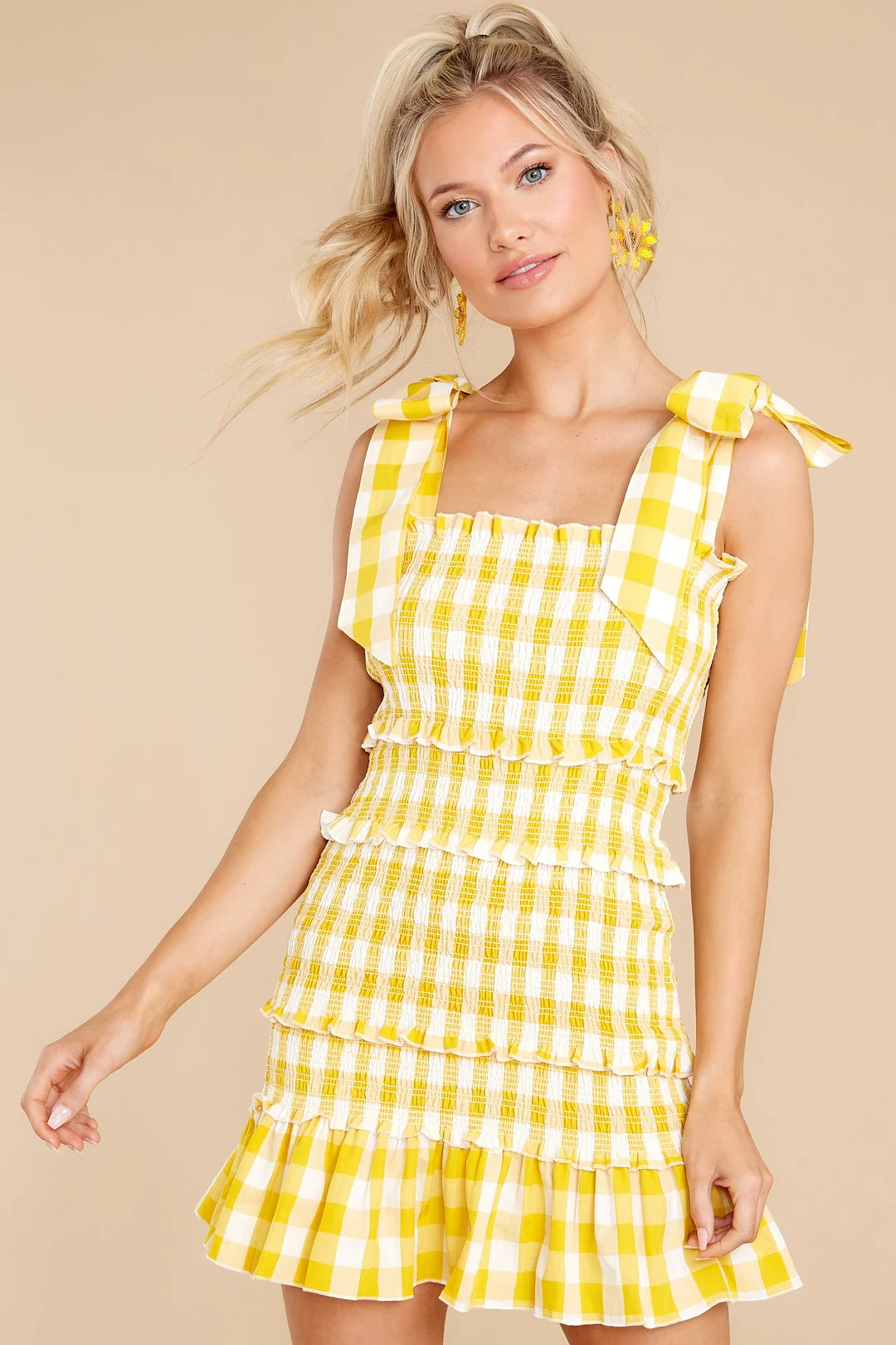 Right About You Yellow Gingham Dress