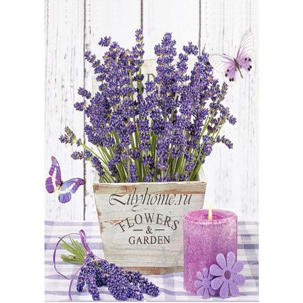 Lavender Butterfly - Full Round - Diamond Painting