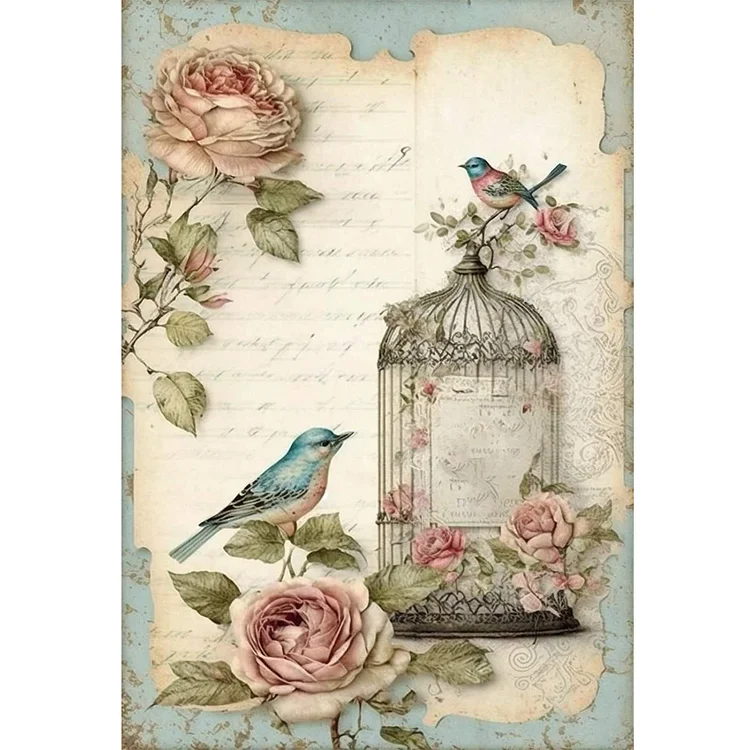 Retro Poster - Bird And Peony Cage 11CT(40*60CM) Stamped Cross Stitch