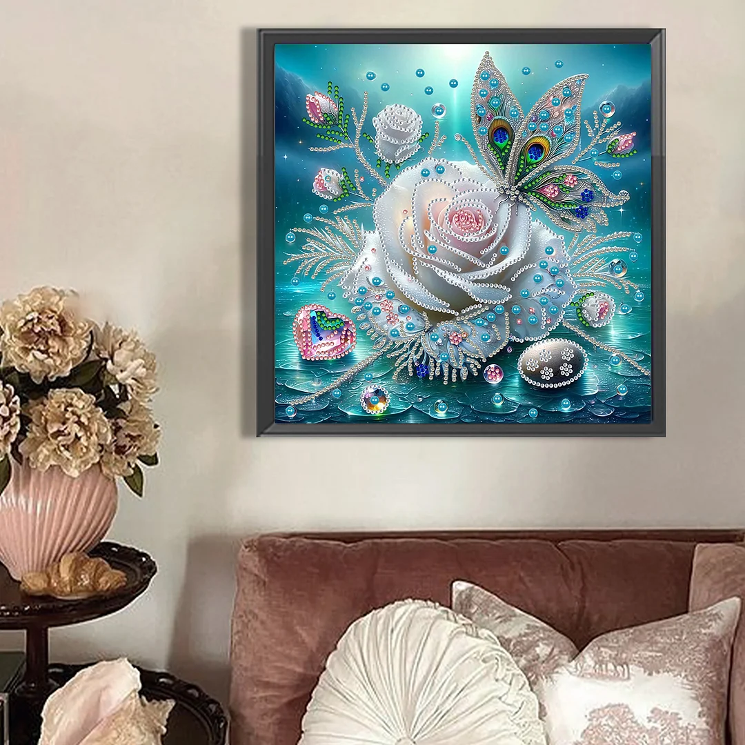 Blue Butterfly - Partial Special Shaped Drill Diamond Painting Kits (Canvas|30*30cm)