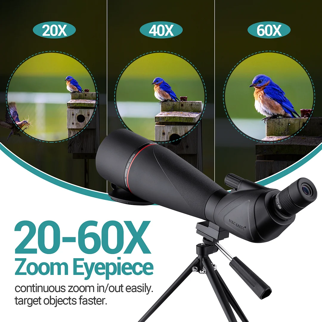 BEBANG Spotting Scope,20-60x80 HD Spotting Scope with Tripod, Carrying Bag and Scope Phone Adapter,Waterproof
