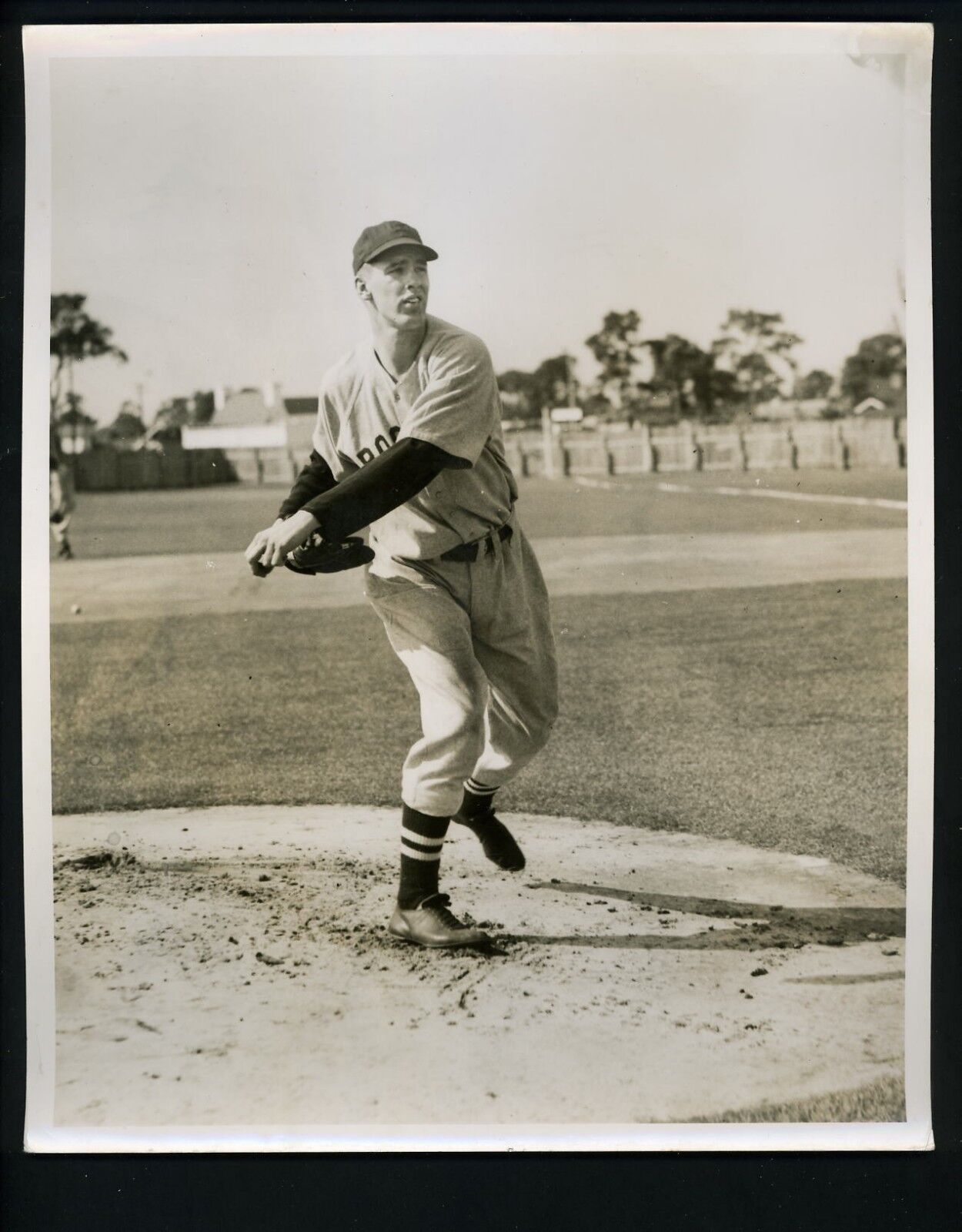 Earl Johnson circa 1940's Press Original Photo Poster painting Boston Red Sox