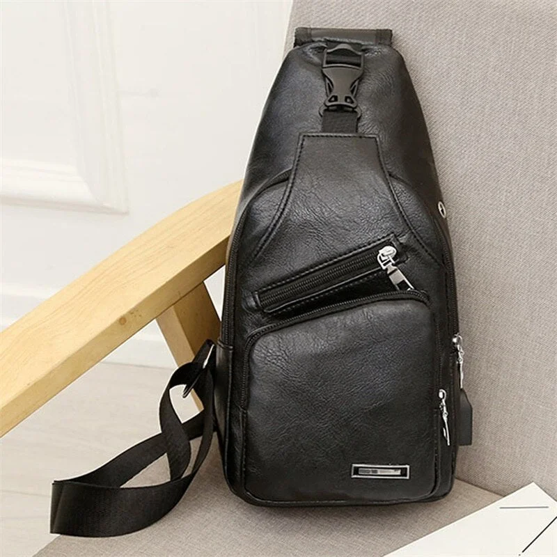 Luxury Brand Messenger Bag Leather Men Chest Bag Vintage Crossbody Shoulder Bag Men's Business Sling Bags Male Casual Chest Pack