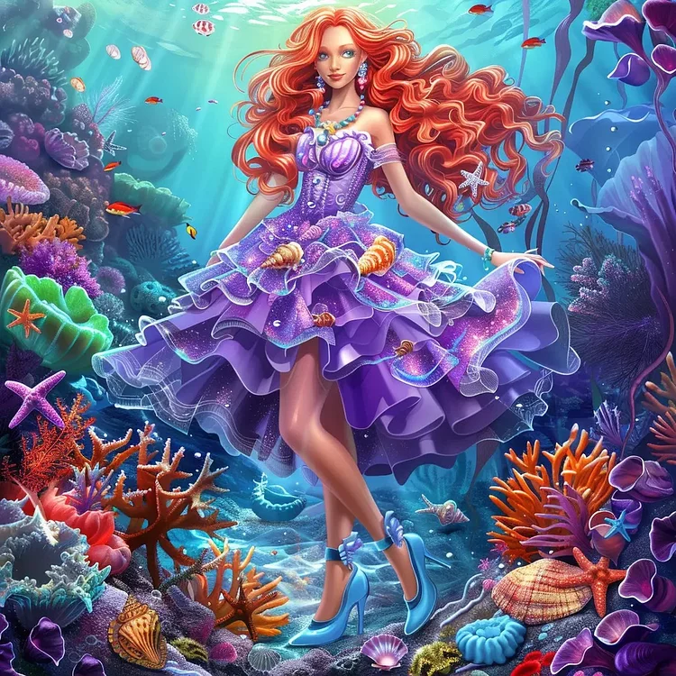 Fantasy Mermaid Girl 40*40CM(Canvas) Full Round/AB Drill Diamond Painting