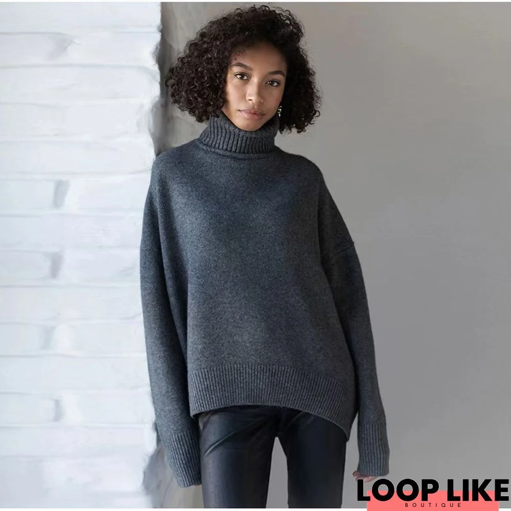 Casual Plain Shift Wool Blend Shift Sweater