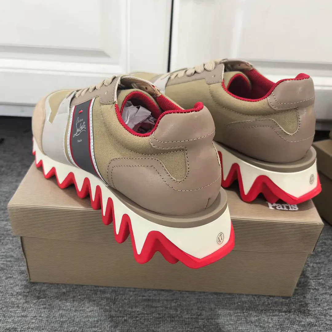 Gentleman's Red Bottom Sneakers Polyester Round Toe Couples Sneakers -vocosishoes
