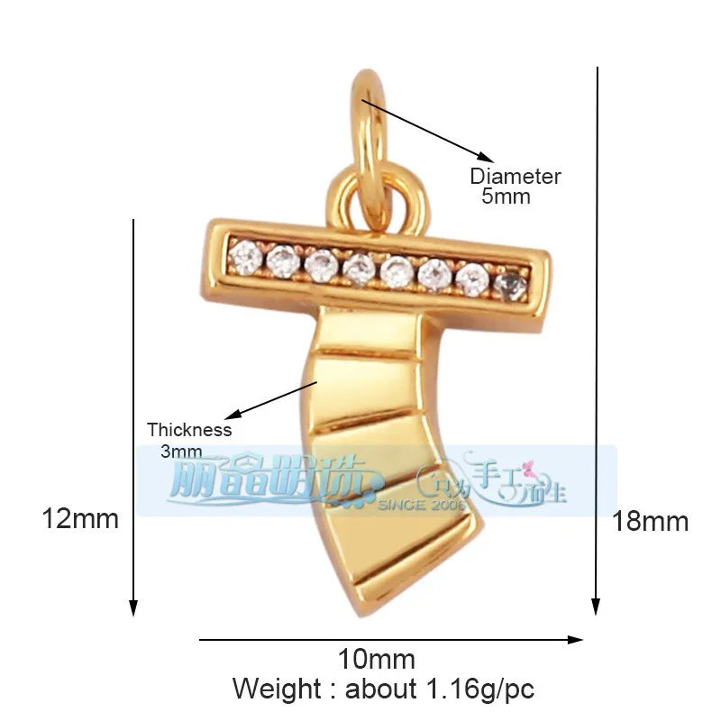 1 Piece 15 * 19mm Hole 5~5.9mm Copper Zircon Letter Heart Shape Pendant Jewelry Accessories