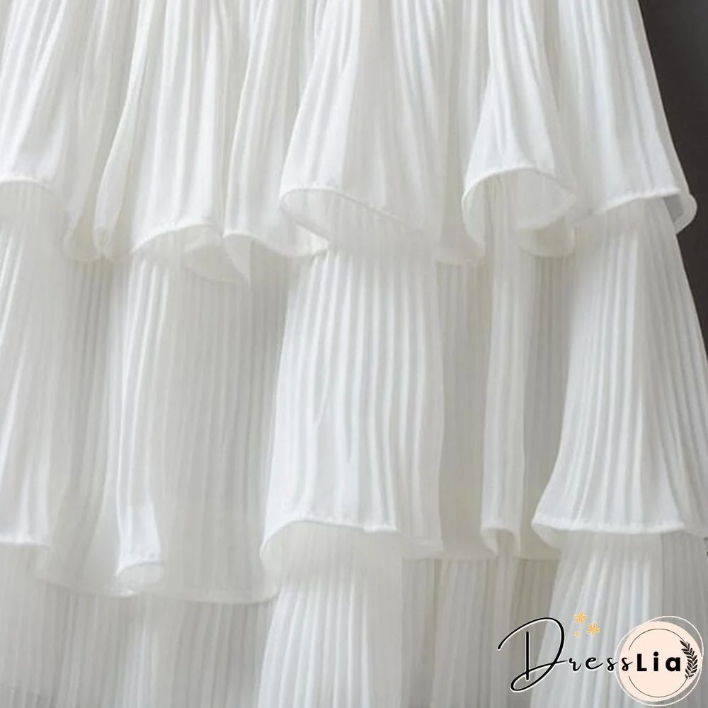 Summer Women Elasticity Waist Mini Skirt Ladies Chiffon Skirt Ladies Casual Cake Skirts Pleated Skirts-G140